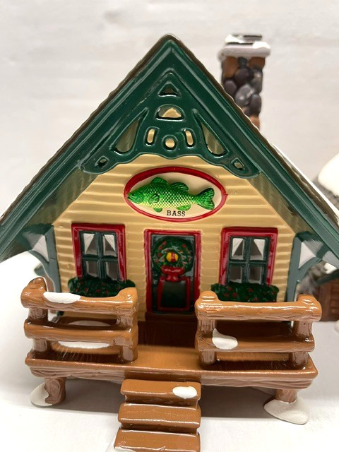 Department 56 Snow Village “Fisherman’s Nook Cabins” Set/ 2 Trout & Bass Cabins