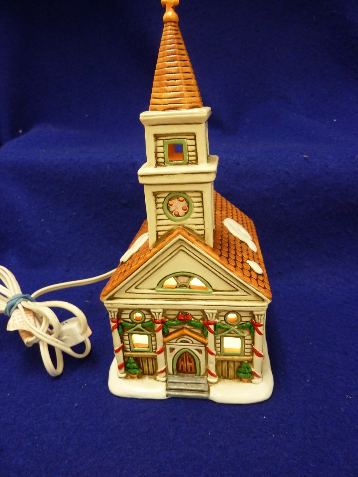 VINTAGE 1989 GEO Z LEFTON COLONIAL VILLAGE CHURCH 07334 BYRON WOOD CHRISTMAS