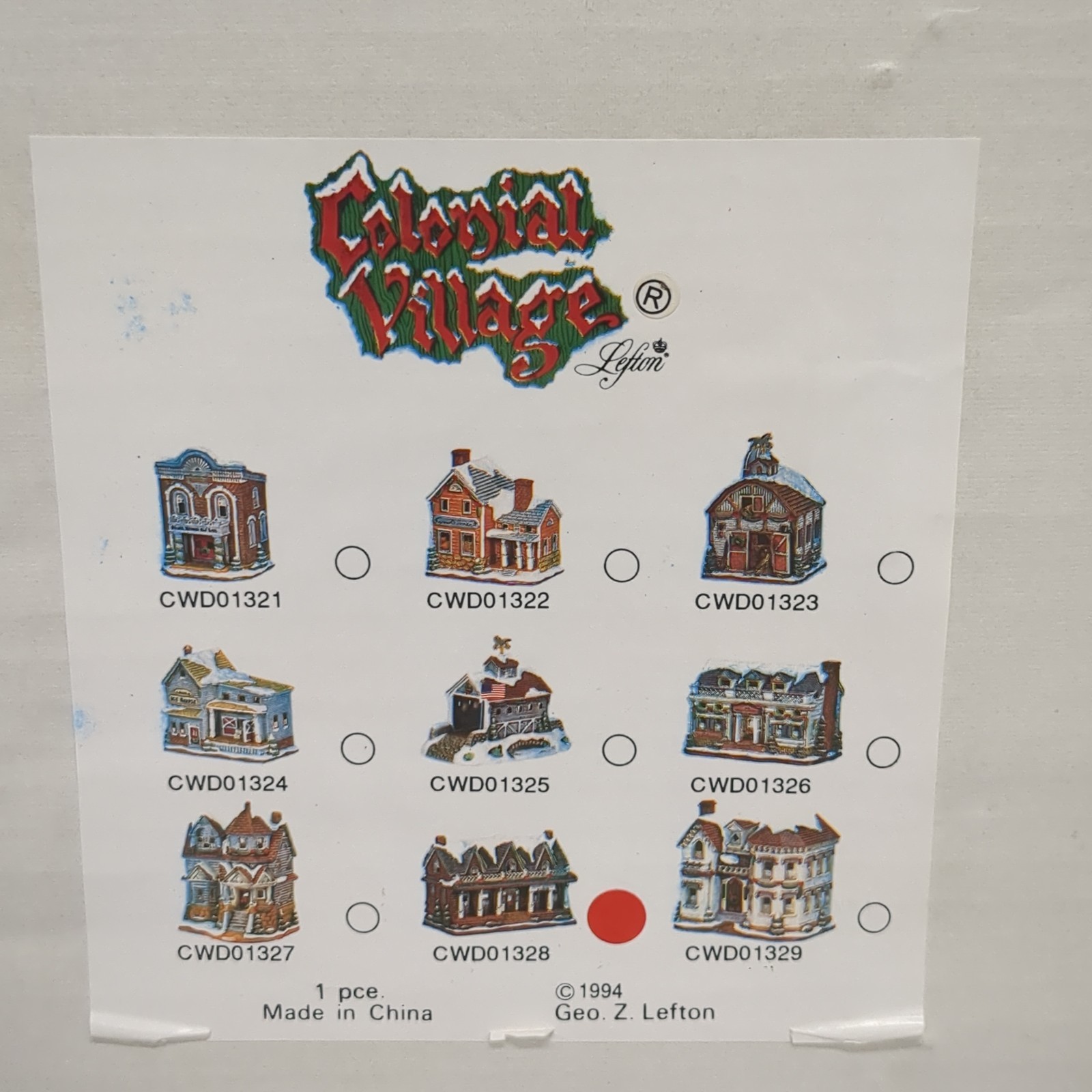 1994 Lefton Colonial Village Historical Museum Lighted Christmas Village 01328