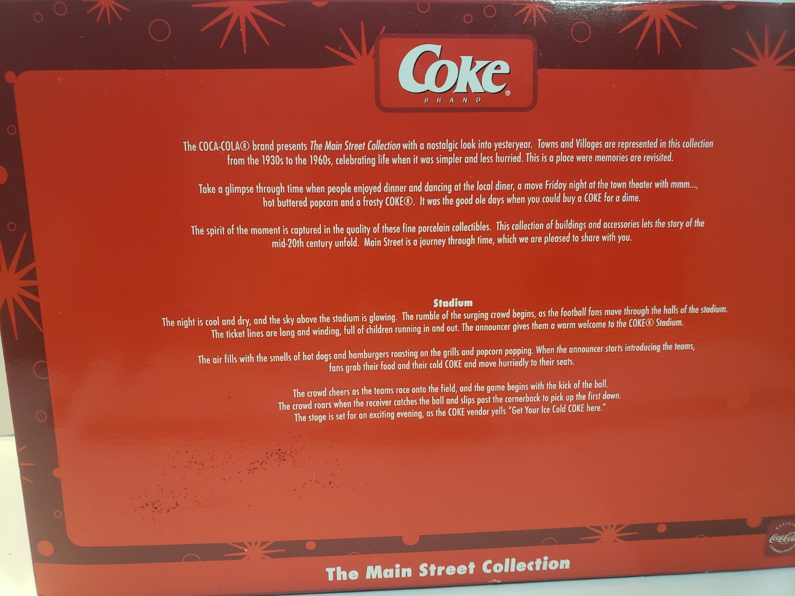 Coca Cola Main Street Collection 2007 Lighted Baseball Football Stadium New
