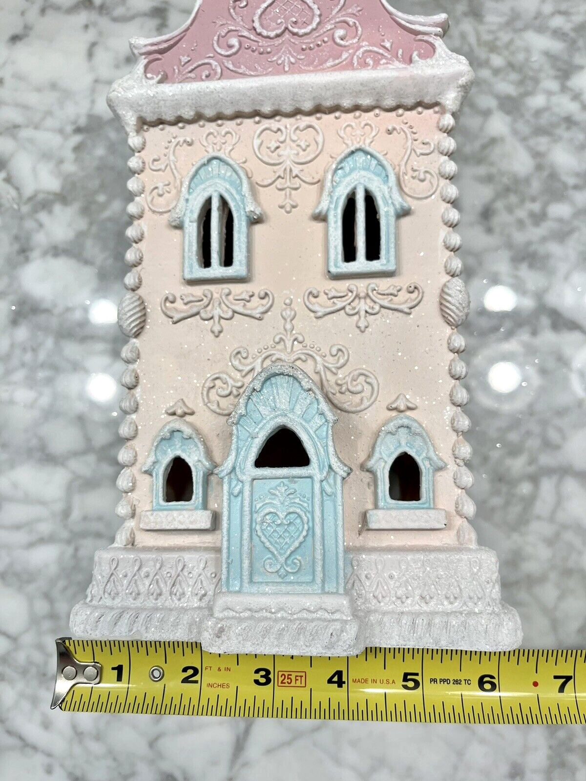 Pink Christmas Victorian Gingerbread House Lights Up 13.5″ NEW