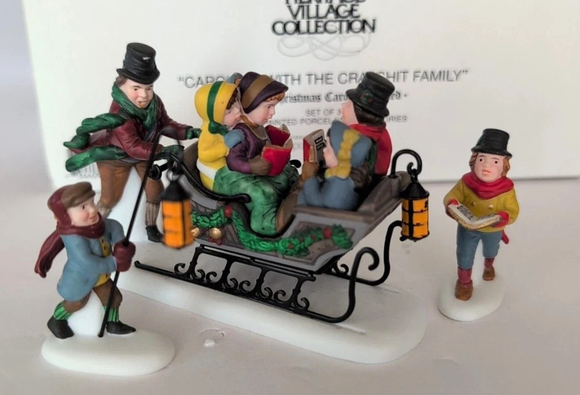 DEPT 56 HERITAGE VILLAGE COLLECTION -CAROLING WITH THE CRATCHIT FAMILY – RETIRED