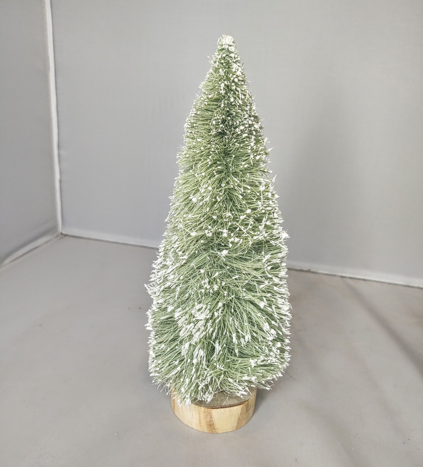 Christmas Village Miniature Light Green Pine Tree with Snow Holiday Home Decor