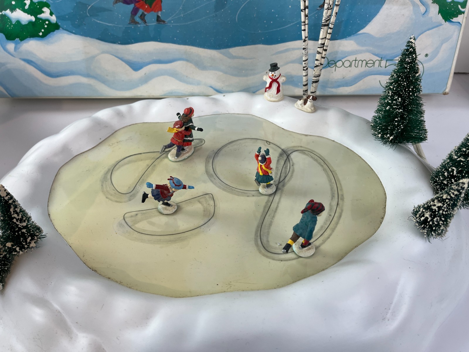 Department 56 Dept Village Animated Skating Pond Tested Works See Video Box