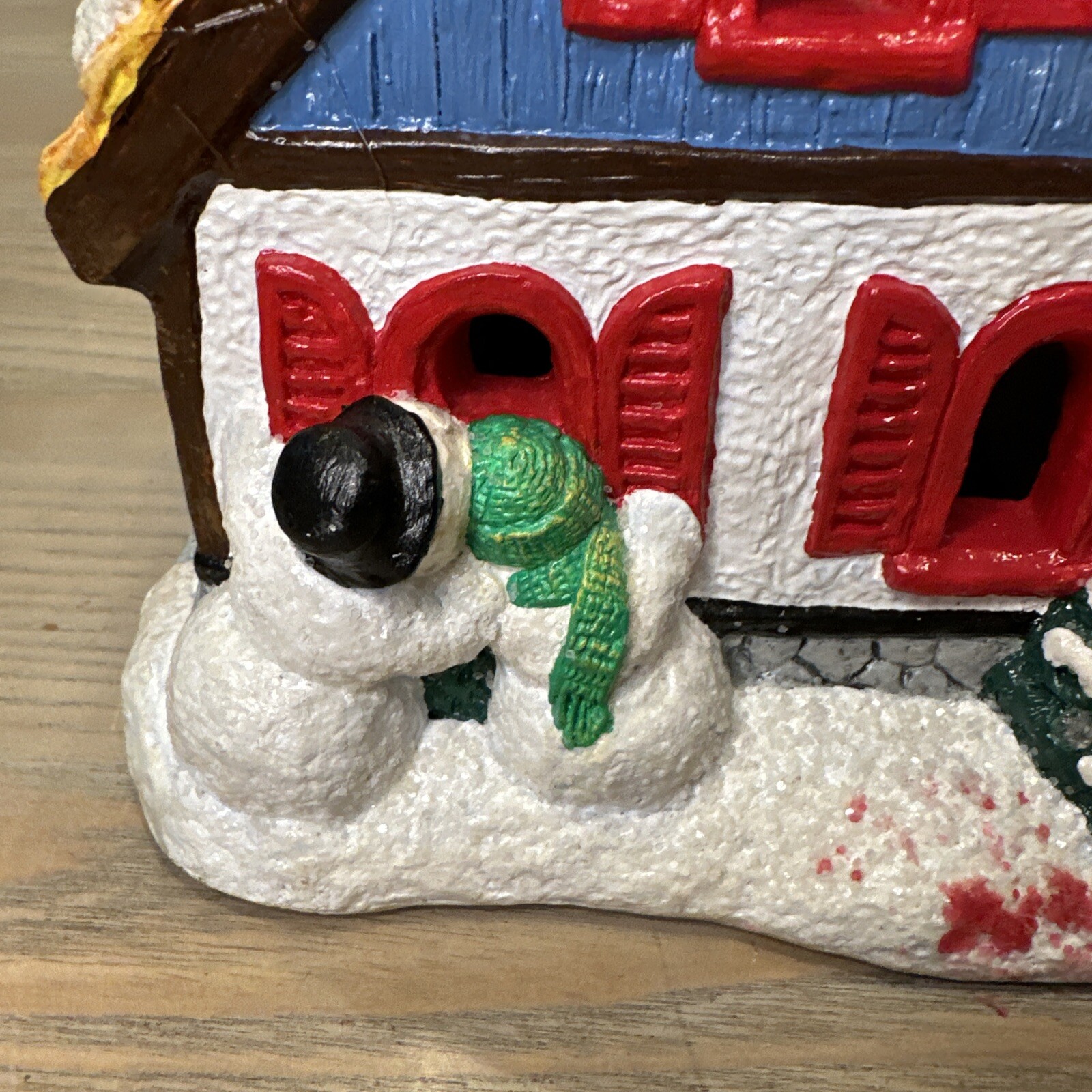 Vtg Christmas House “Up on the House Top” Santa Reindeer Snowman Plastercraft