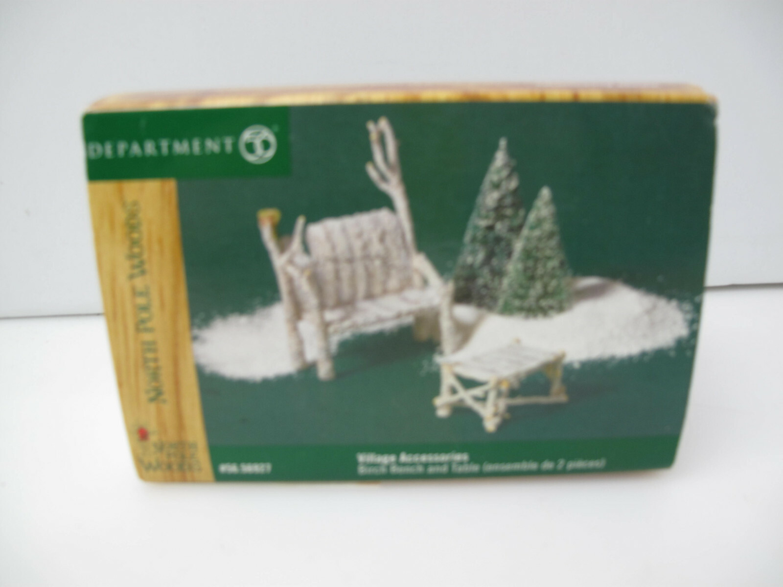 Dept 56 North Pole Woods Village Accessories Birch Bench and Table MINT