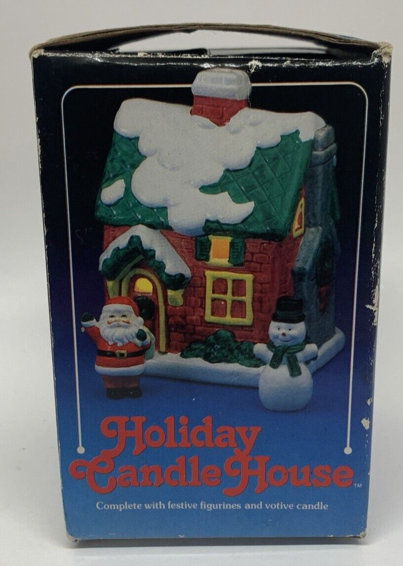 JSNY Holiday Candle House Illuminated Ceramic Christmas Santa & Frosty Snowman