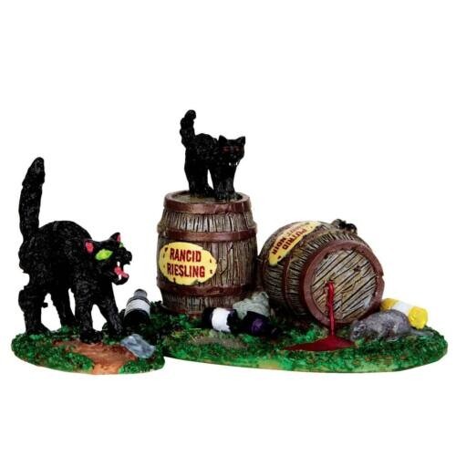 Retired 2013 Lemax Spooky Town Halloween Wine Barrels Set Of 2
