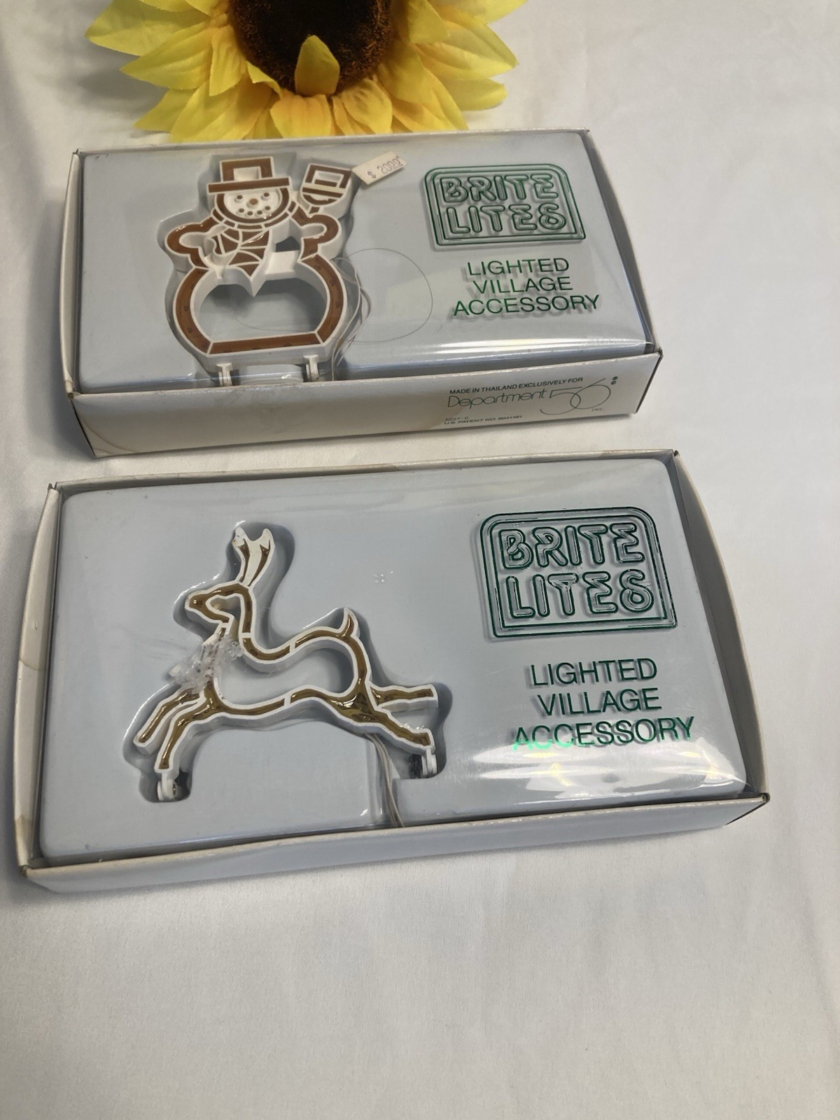 Brite Lites- Lighted Village Accessory Illuminated Reindeer & Snowman IN BOX