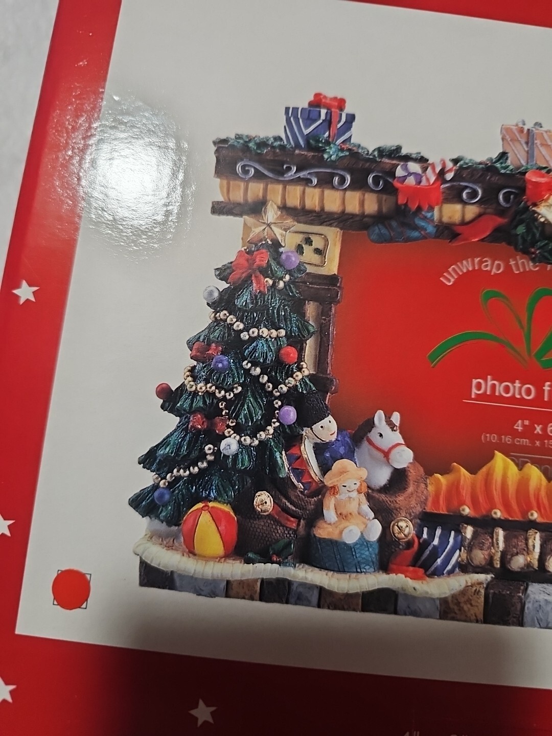 Jc Penny Vtg Unwrap The Magic Christmas Toys Fireplace Photo Frame 4×6 Nib