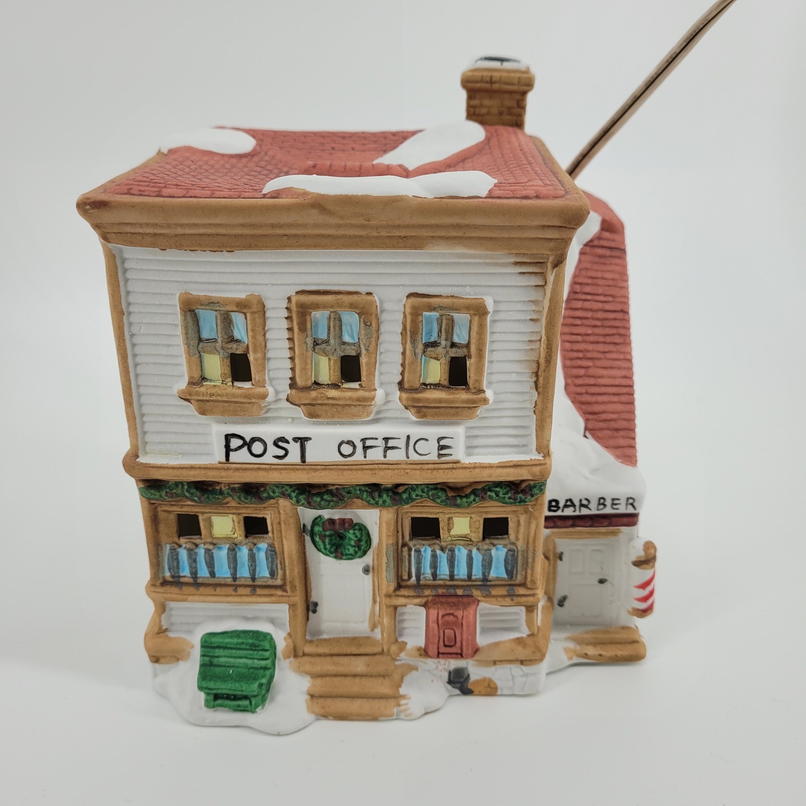 DICKENSVILLE COLLECTABLES Porcelain Lighted Christmas Post Office Barber VTG