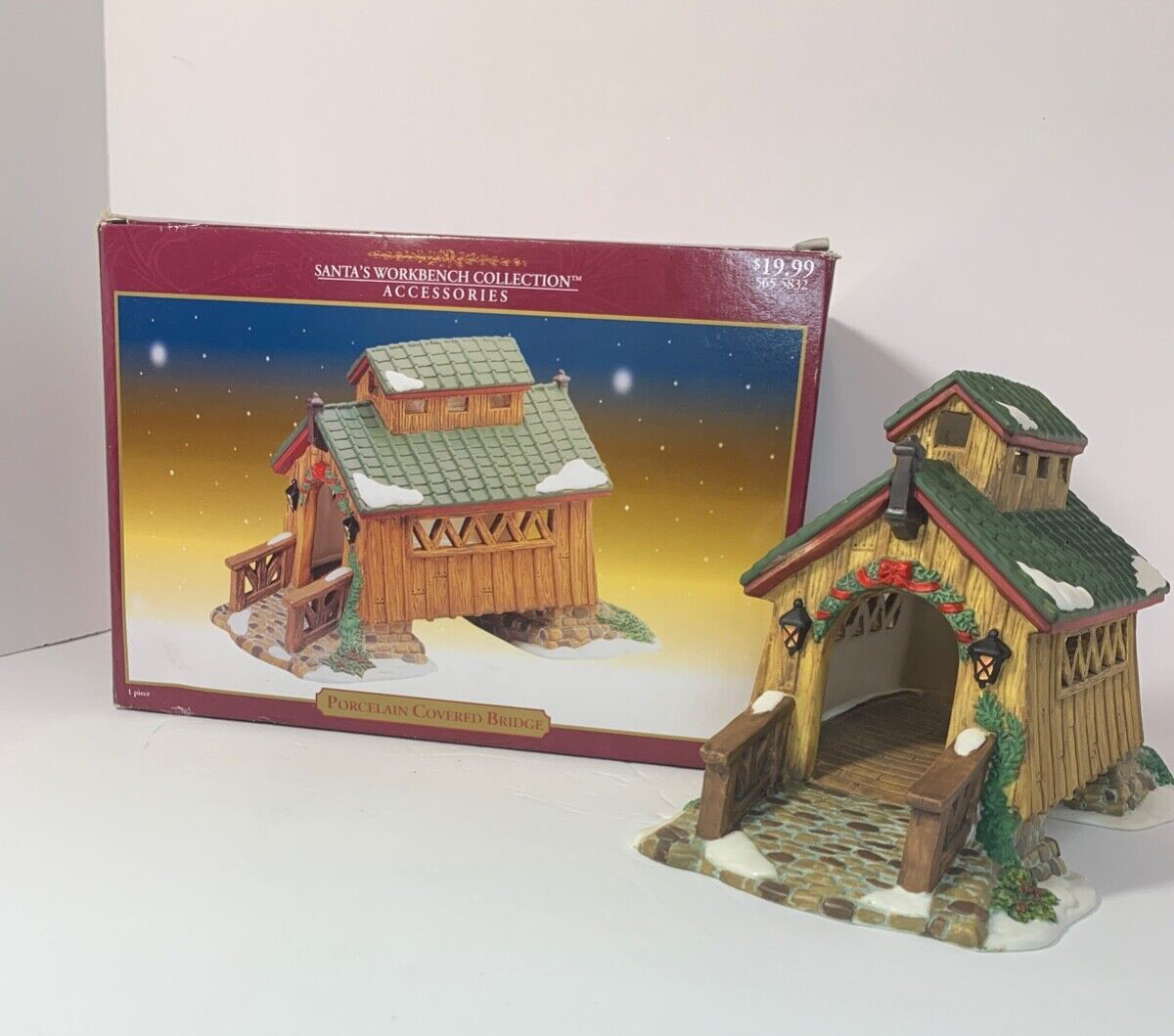 2001 Santa’s Workbench Porcelain Covered Bridge 565-5832 distributed by Jo Ann
