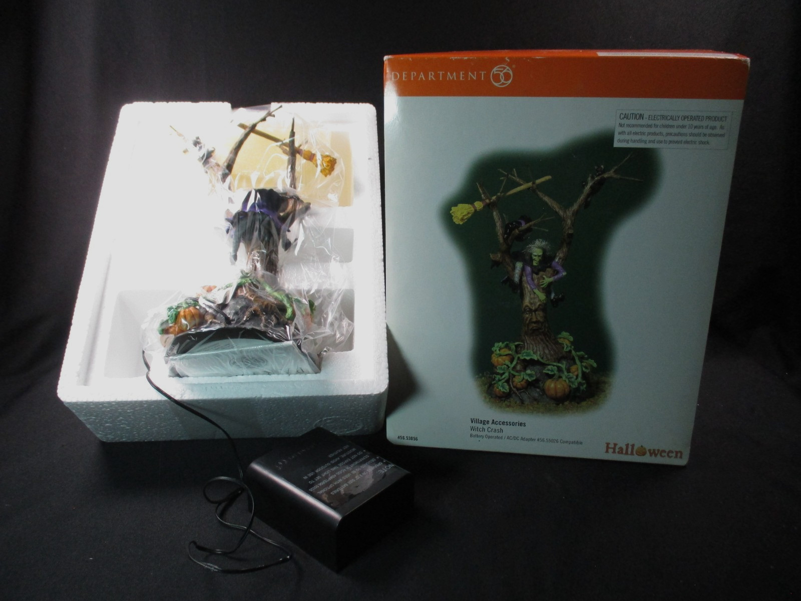 Halloween Dept 56 Village Accessories Witch Crash -Working- Batteries NOT incl.