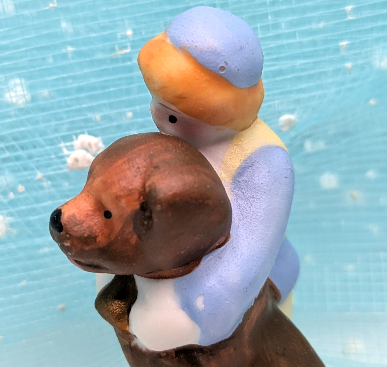 Lemax boy hugging dog child porcelain Christmas Village Figurine INV169