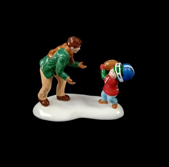 Dept. 56 Snow Village Sunday Football With Dad #55143 Retired Ceramic Figure Set
