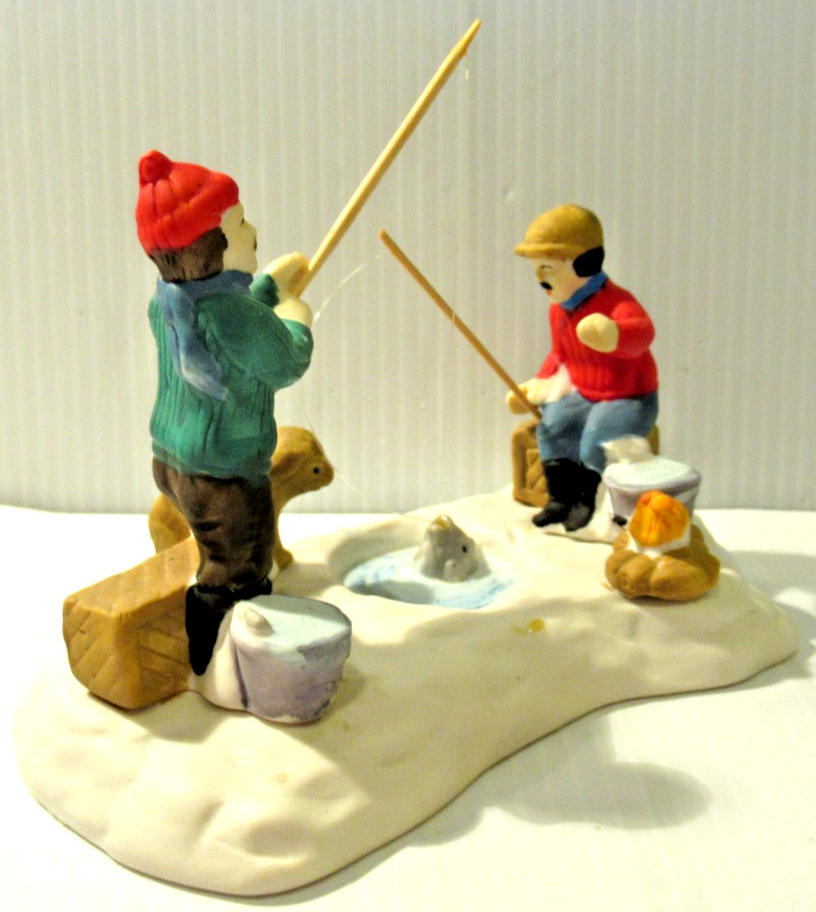 VICTORIAN VILLAGE COLLECTIBLES “ICE FISHING” ~ (1996) ~ RARE !!!!