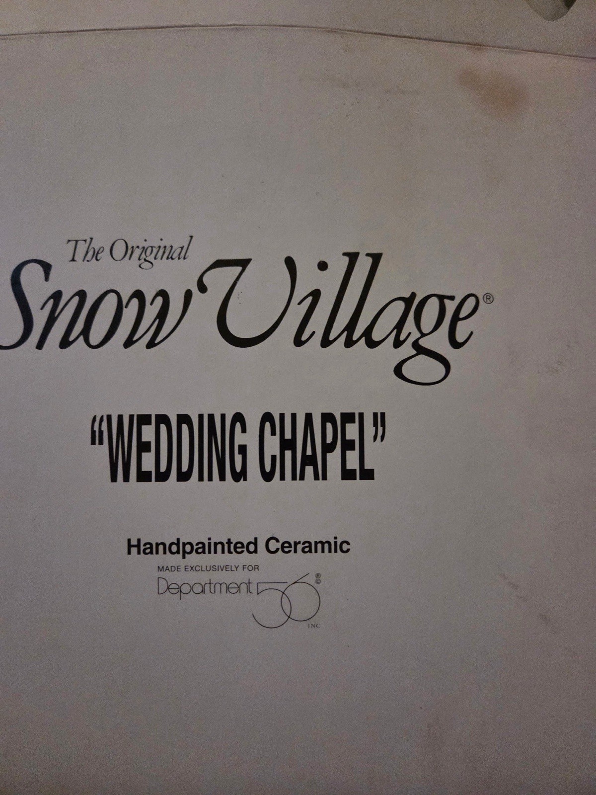 Dept 56 – Snow Village -Wedding Chapel, #54640, retired w/box,light, & sleeve