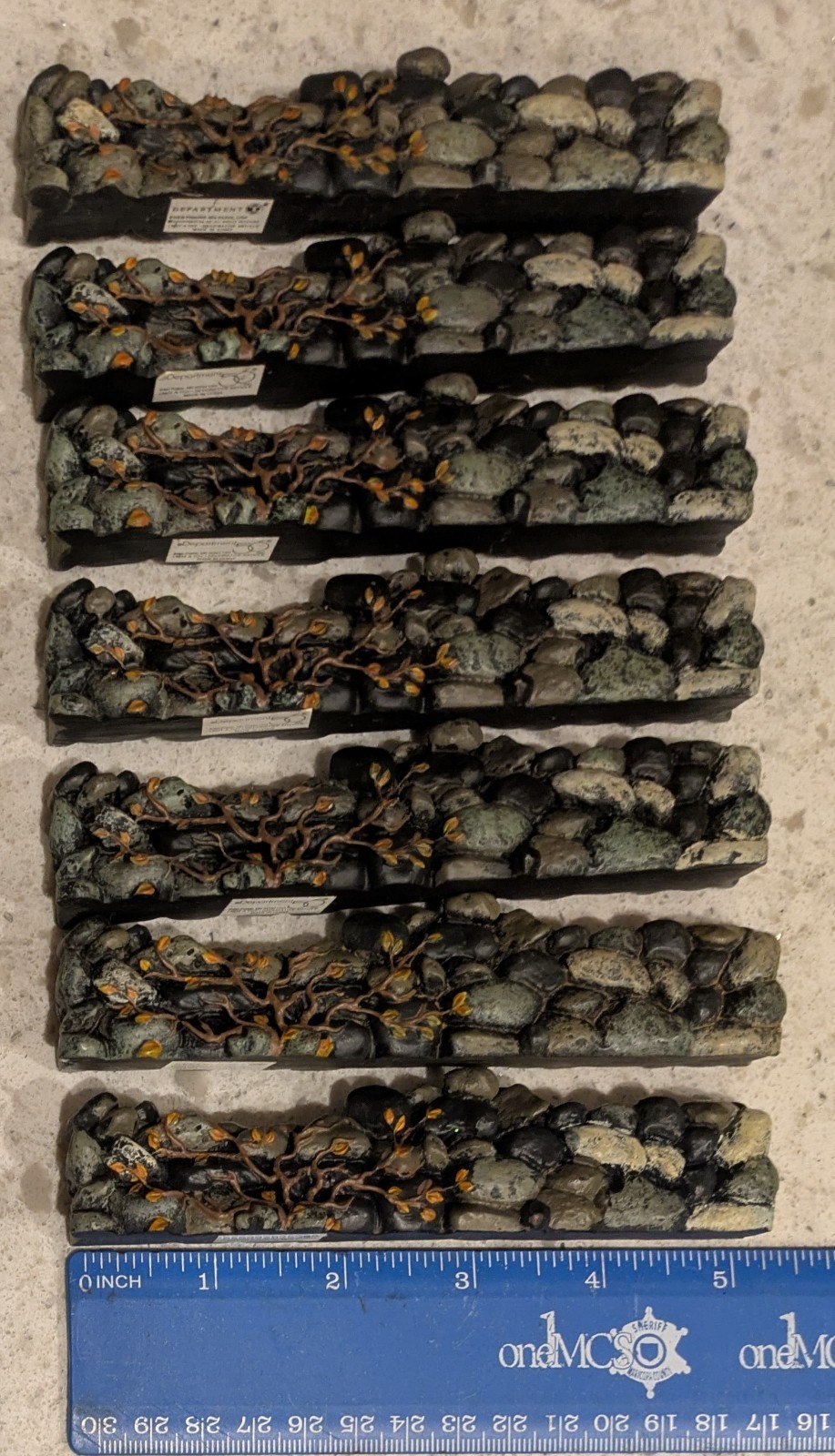 Department 56 Field Stone Walls Set of 7 NO BOX #52717 Autumn Vine Fall Leaves