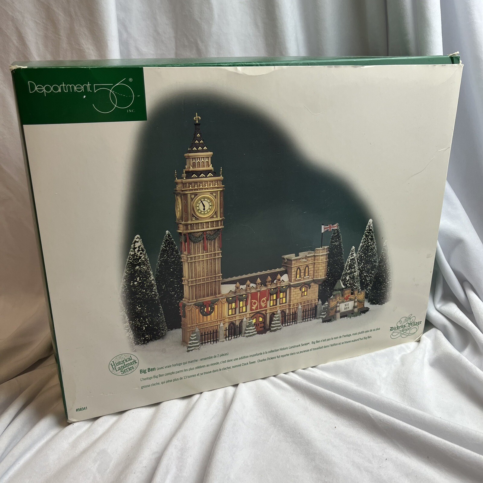 Dept 56 Dickens village Historical Landmark Series Big Ben Tower Working Clock