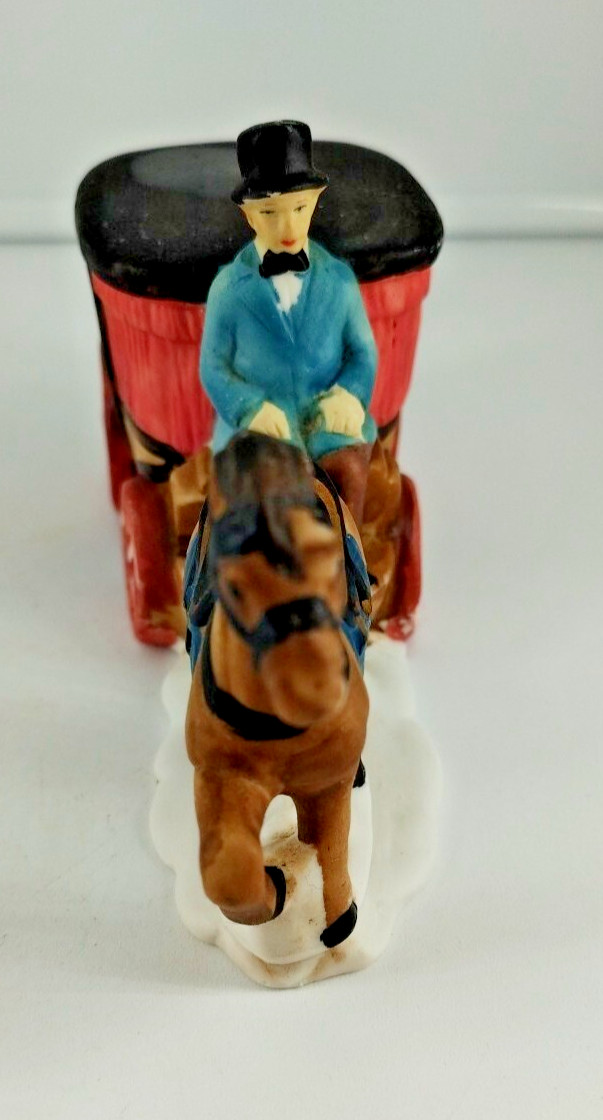 Caldor Hand Painted Porcelain Man In Top Hat & Jacket Driving Carriage Figurine