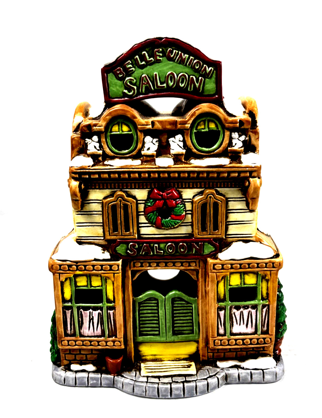 VTG Lefton Colonial Christmas Village Belle Union Saloon Lighted Porcelain 07482