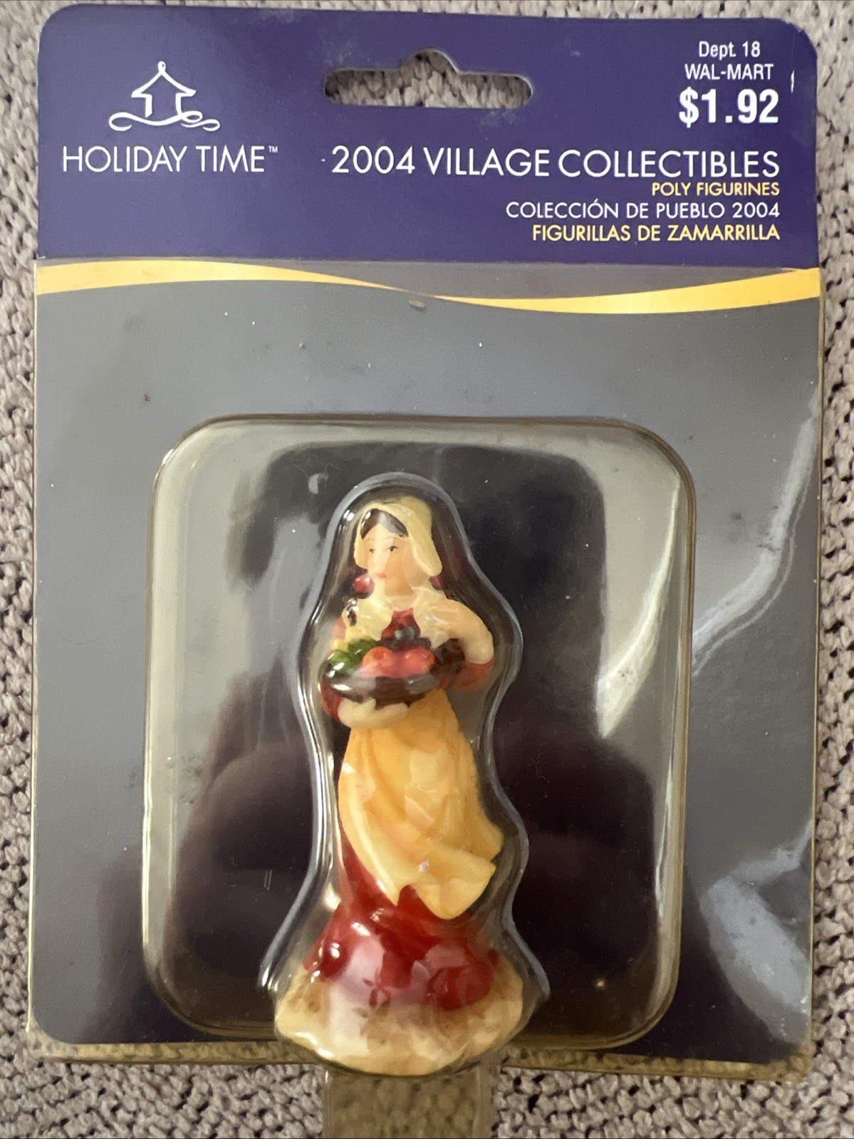 2004 Holiday Time Village Collectibles Pilgrim Woman With Harvest Basket