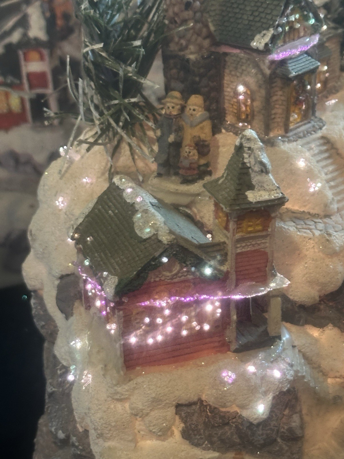 Puelo Fiber Optic Color Changing Christmas Village Vintage Christmas Decor