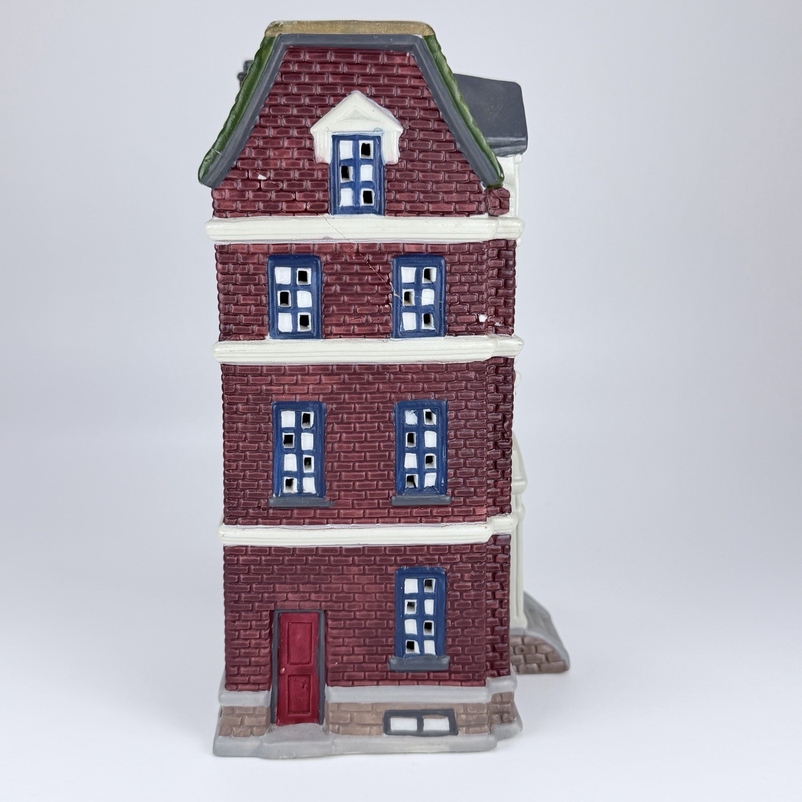 Christmas Village Bank, Missing Light Holiday Decoration 8” High