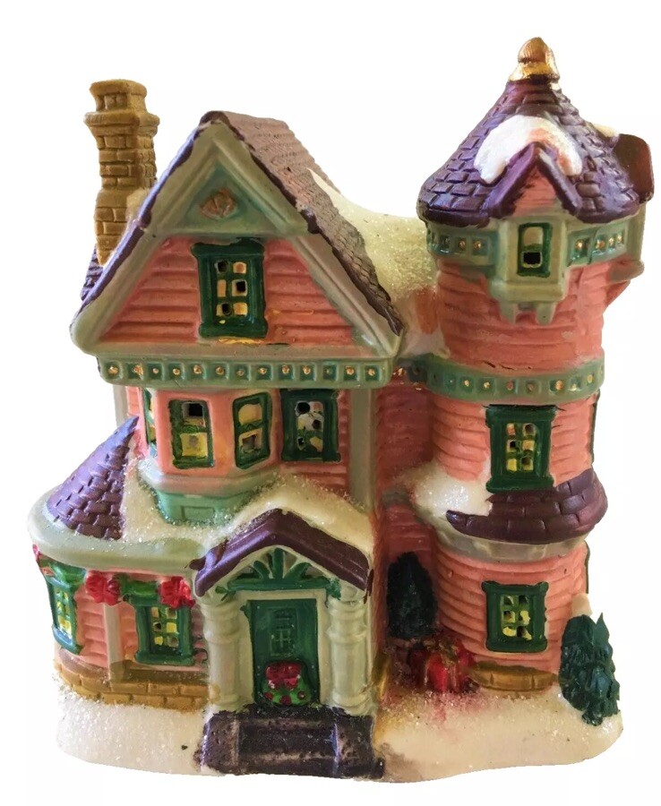 RARE 2005 PINK VICTORIAN HOUSE COBBLESTONE CORNERS WINDHAM HEIGHTS VILLAGE