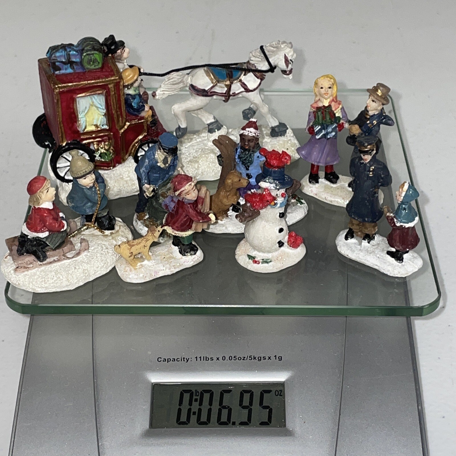 Vintage Christmas Village Figurine Lot Small Resin Village Holiday Figure Lot