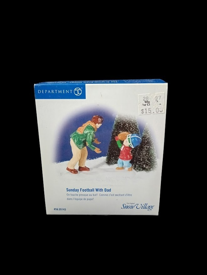 Dept. 56 Snow Village Sunday Football With Dad #55143 Retired Ceramic Figure Set