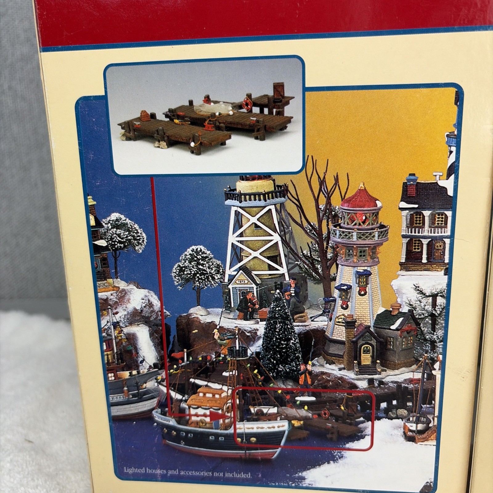 LEMAX Vintage 2001 Village Collection WOODEN WHARF DOCKS AND RAMPS Set Of 4