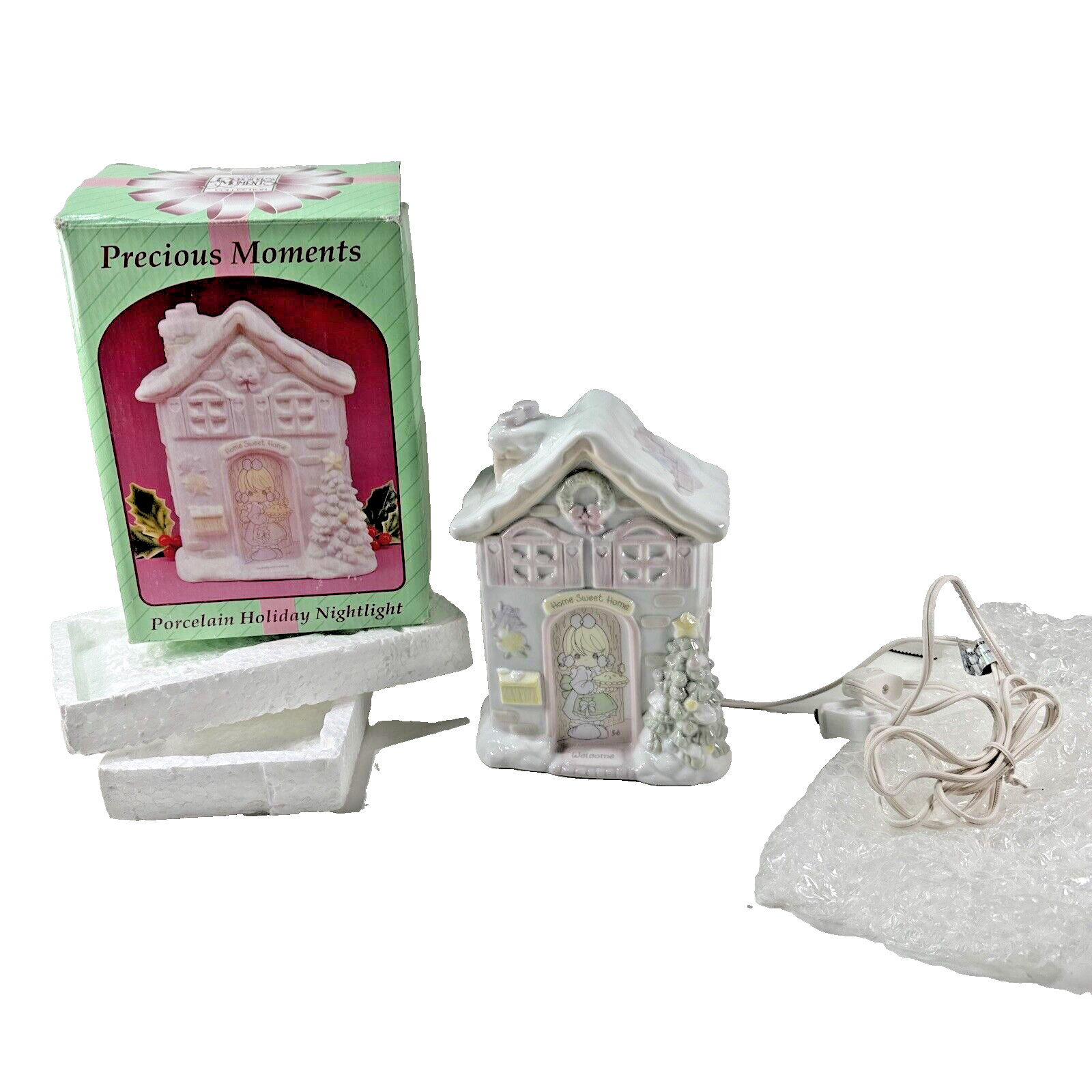 Vintage Precious Moments Home Sweet Home Christmas House Nightlight Lamp 1995