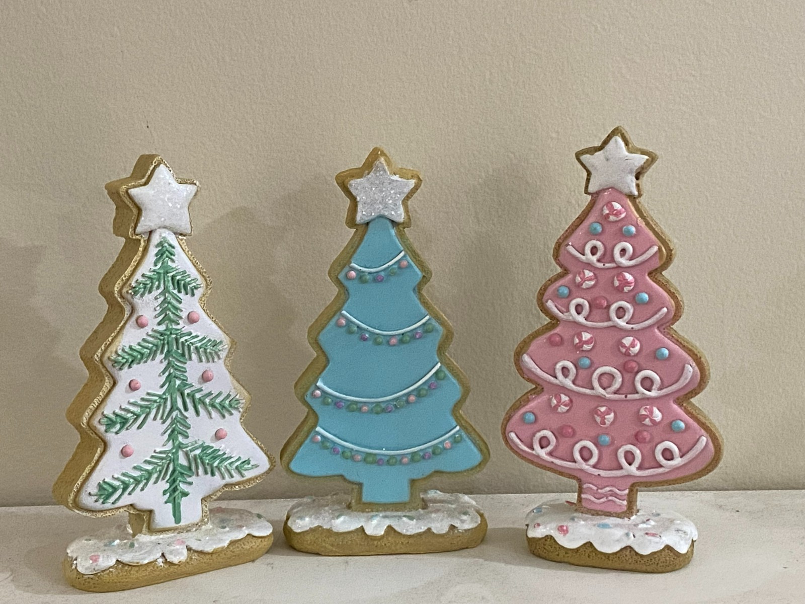 6″ PASTEL DECORATED GINGERBREAD CHRISTMAS TREE CHOICE OF COLOR TRAY FREE SHIP