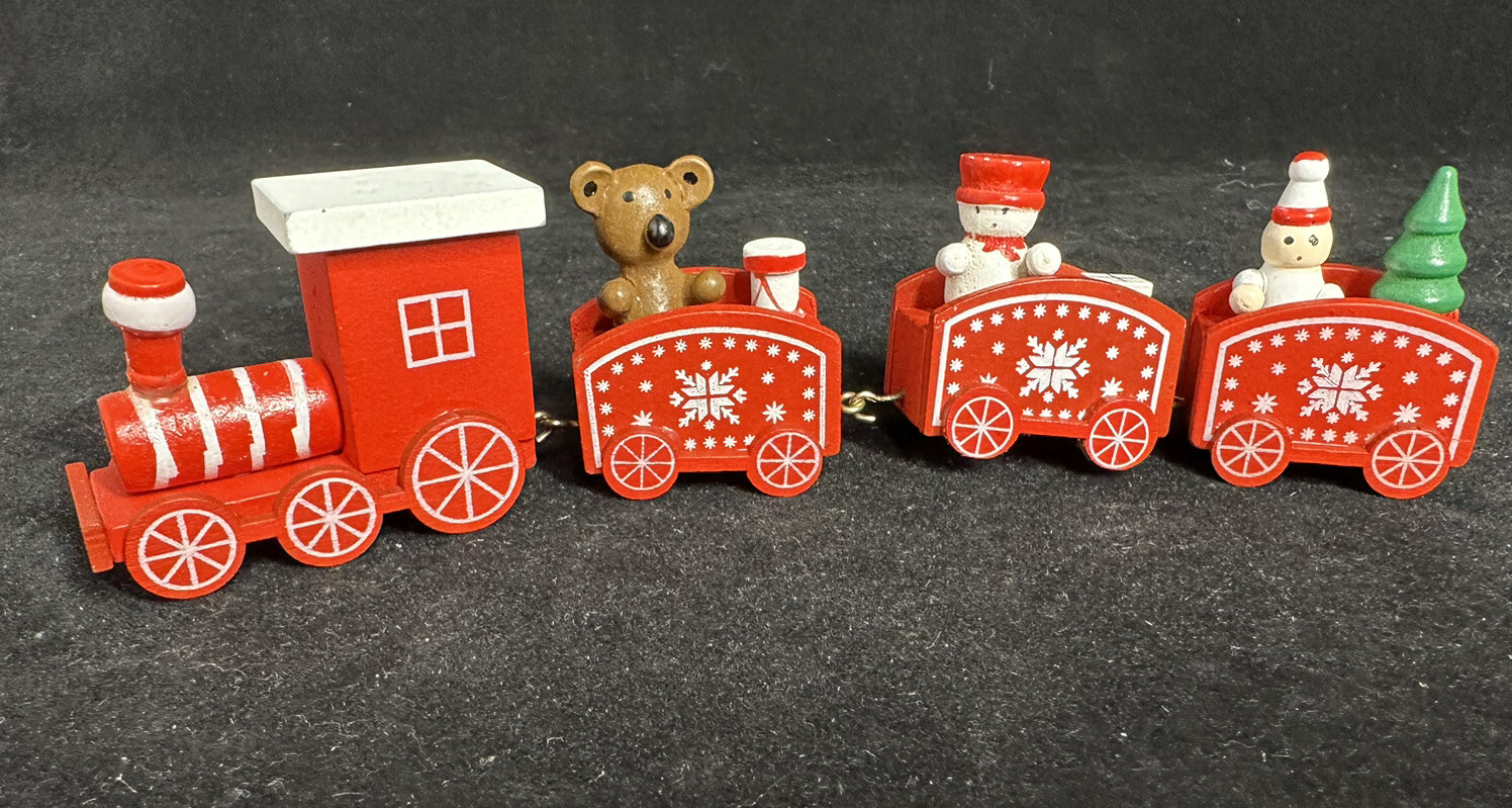 vintage style wooden Christmas train decoration Green Red White ￼ You Pick One￼