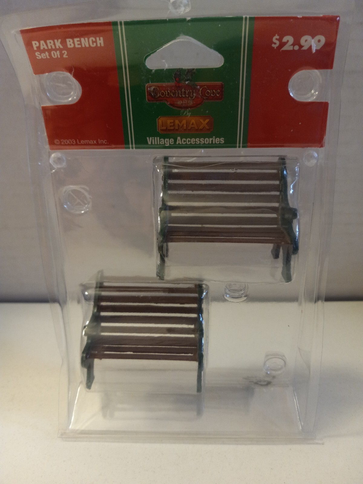 Lemax 2003 PARK BENCH Accessories Set Of 2 Green & Brown NEW Sealed 94067