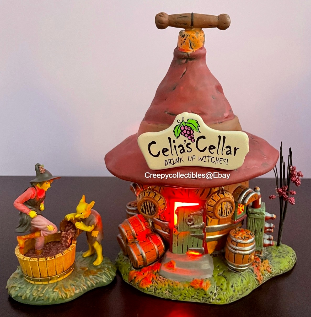 Dept 56 Halloween- Celia’s Cellar sold w/ Witch a Brew’n- NIB, Ceramic, Rare Set