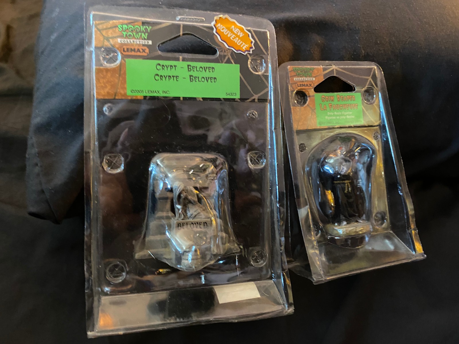 Lemax Spooky Town Retired Crypt Beloved & Grim Reaper NIP Halloween Village