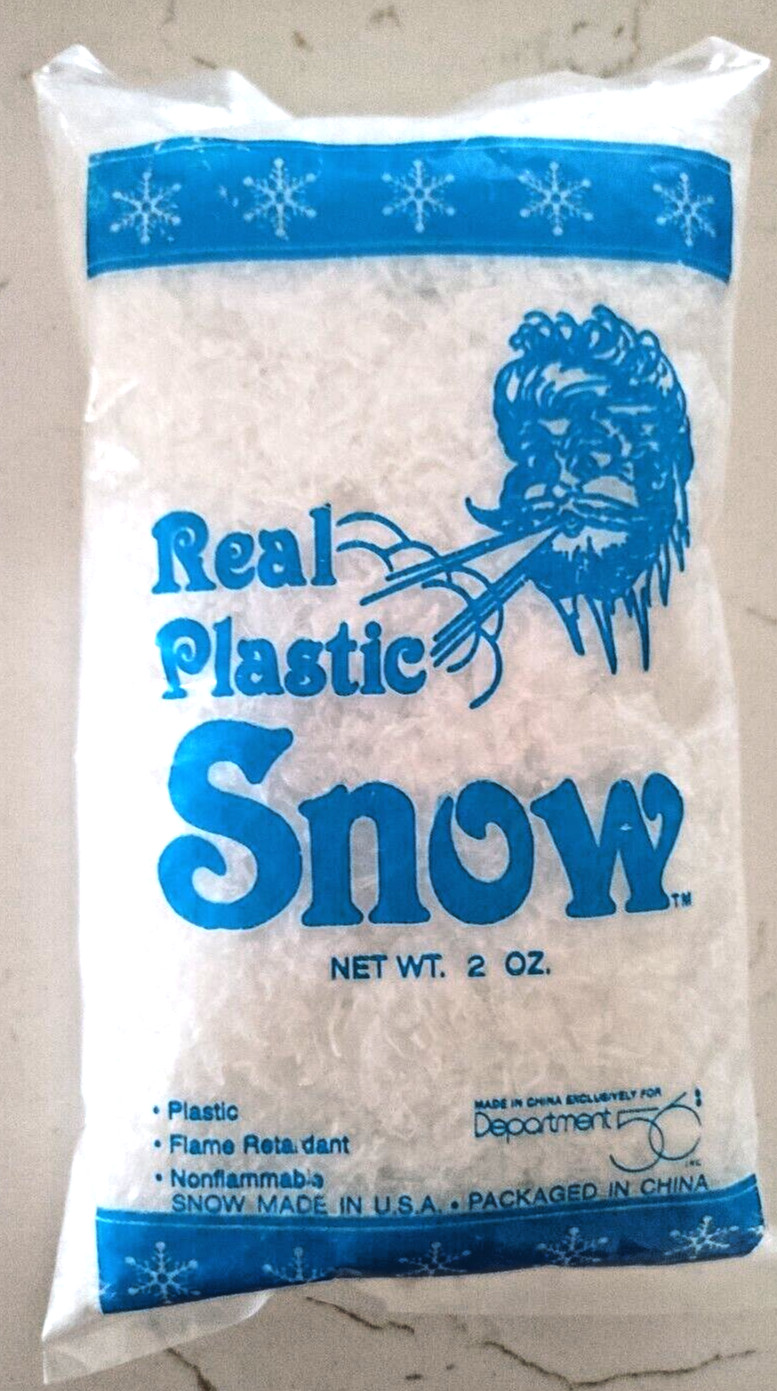 NEW Real Plastic Snow by Department 56 Plastic 2 Oz Bag Non-Flammable USA Made