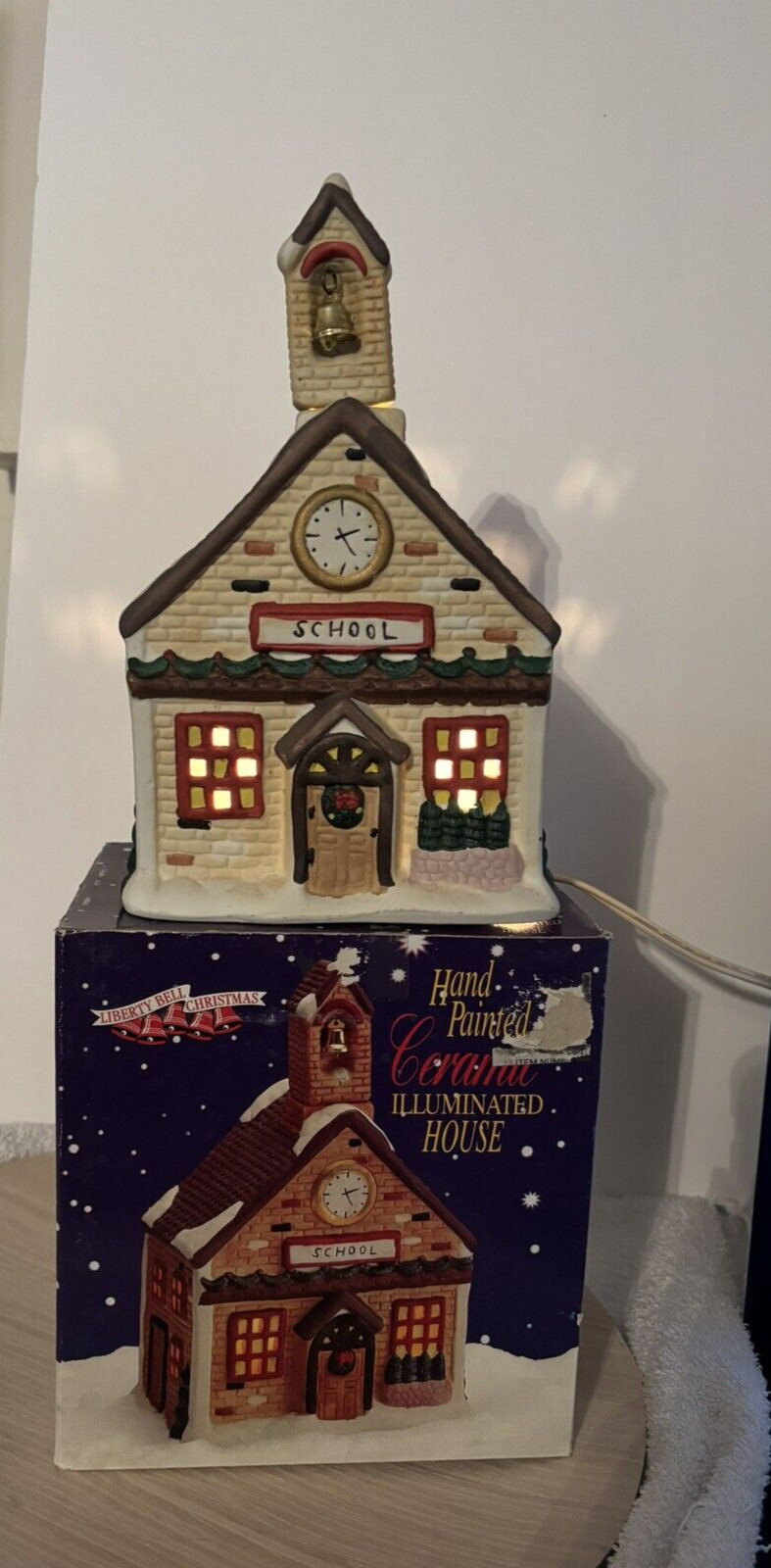 Hand Painted Ceramic Christmas School House 1995