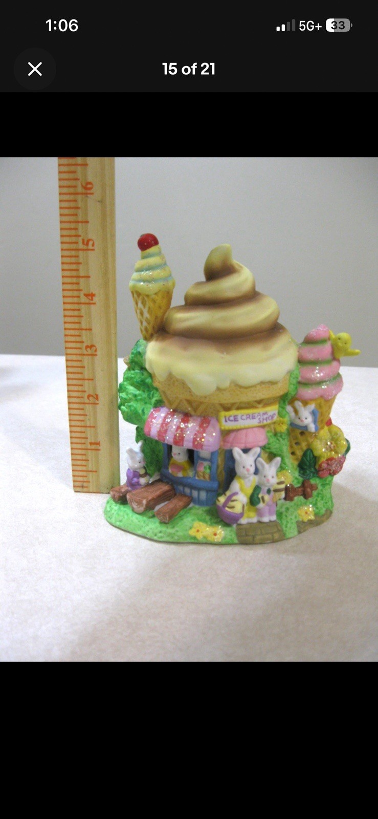 Vintage Cottontale Cottages Easter Village Ice Cream Shop Porcelain 2003 W/ Box