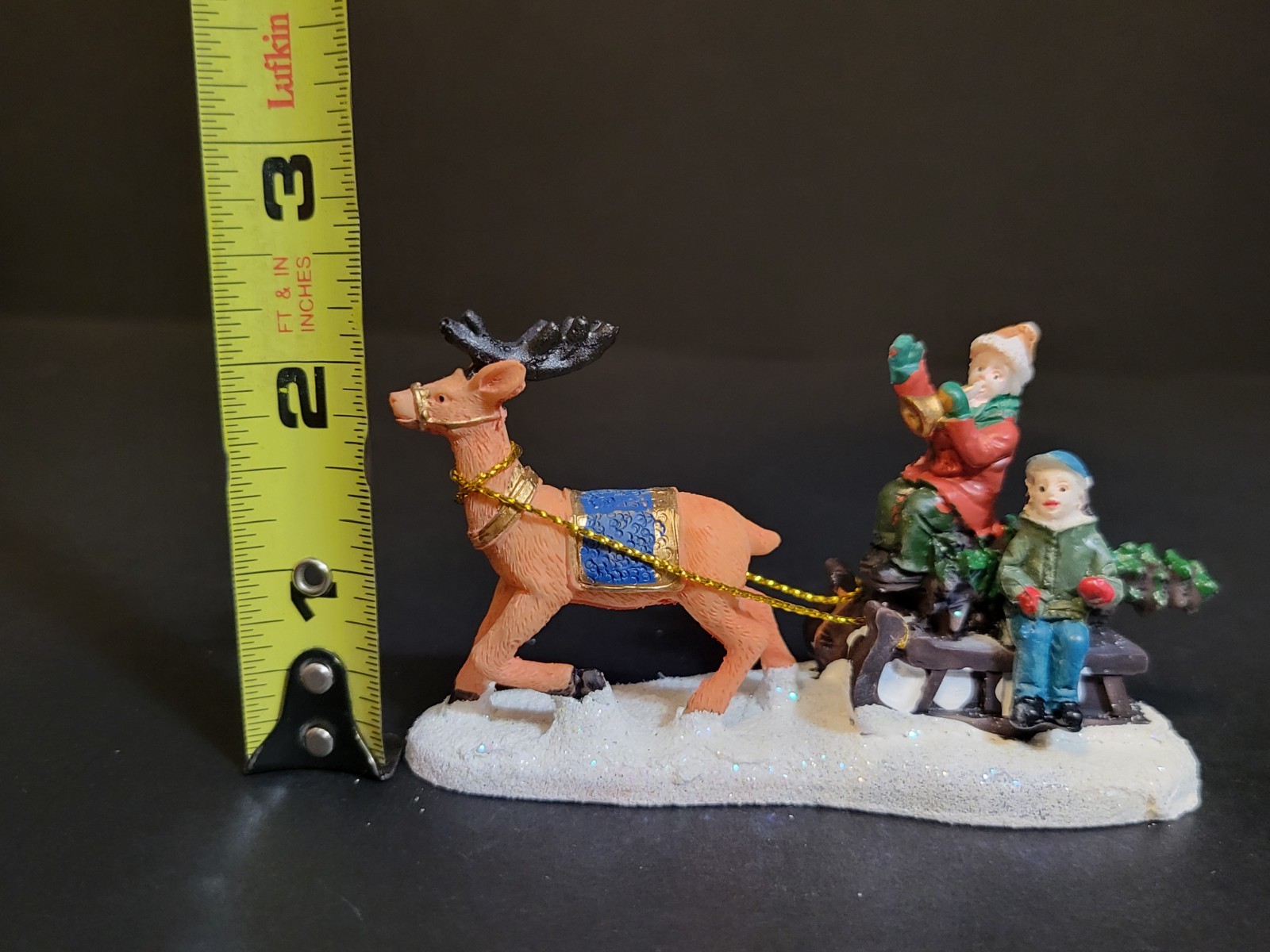 Holiday Time Santas Workbench Christmas Village Children On Sled With Reindeer