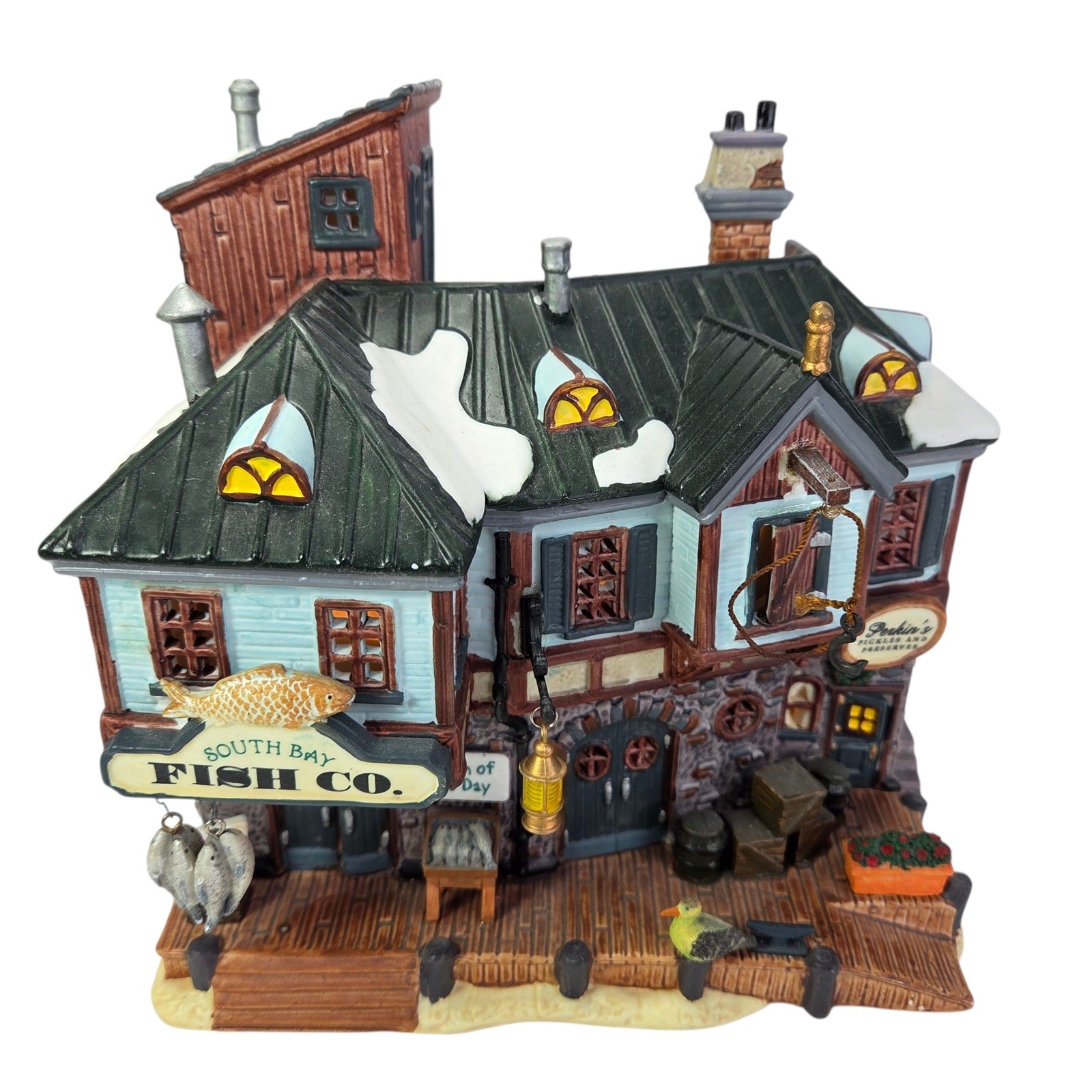 Lemax South Bay Fish Co Lighted Christmas Village Ceramic Perkins Pickles Read