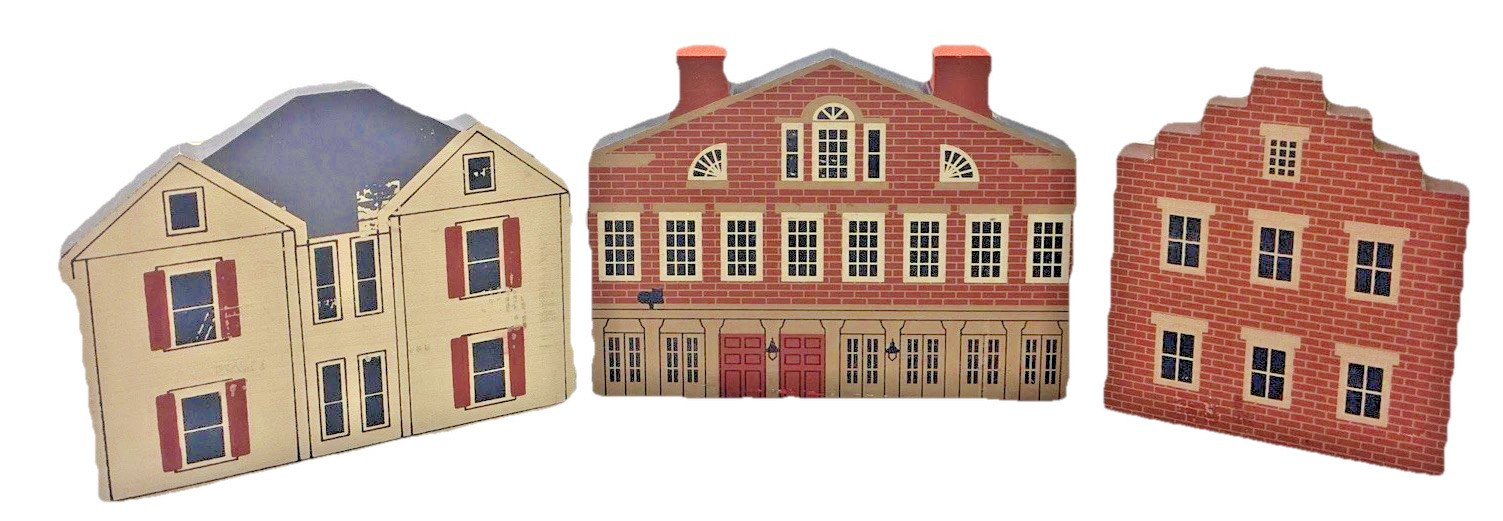 Cats Meow Village Set of 3 Roscoe Village Chicago Series 1991 Signed Faline