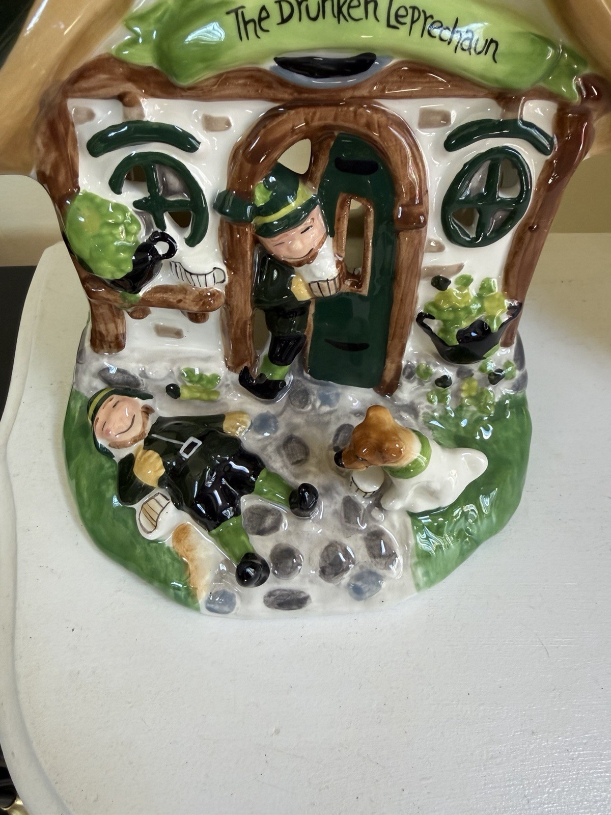 Blue Sky Clayworks The Drunken Leprechaun Village House, St. Patrick’s Day, NEW