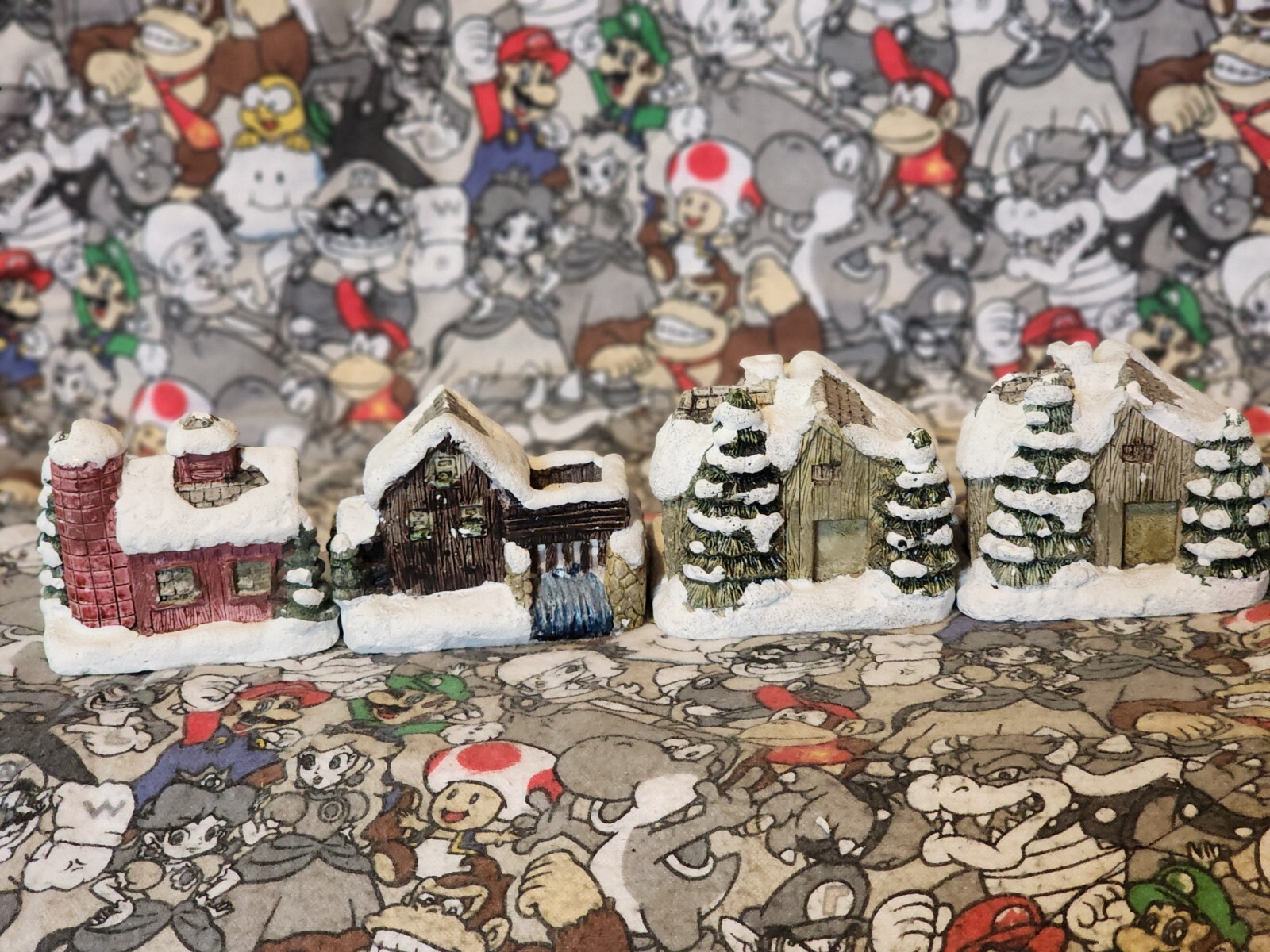 1989 RSVP American Rustic Series Painted Country Christmas Cottages Lot of 7