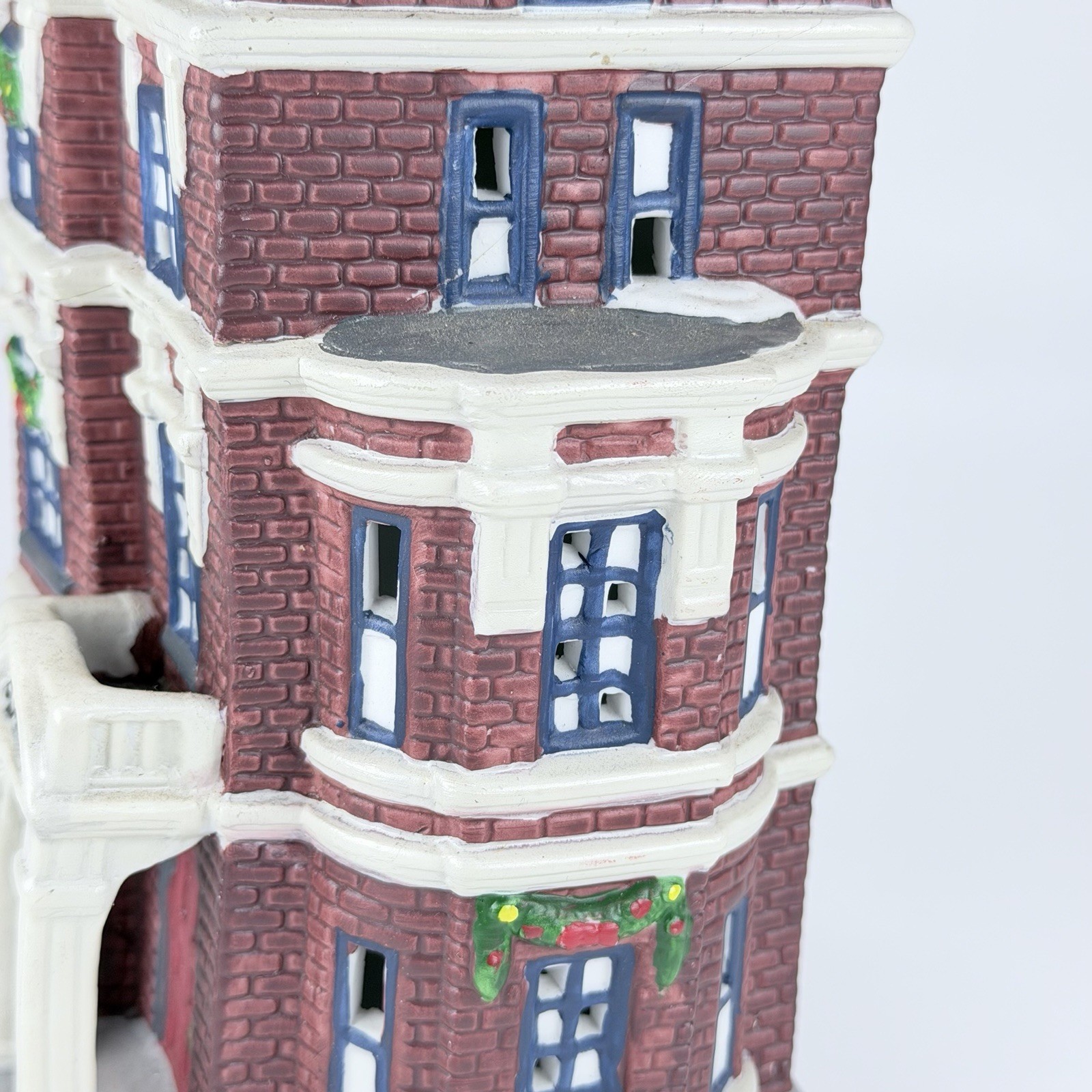 Christmas Village Bank, Missing Light Holiday Decoration 8” High