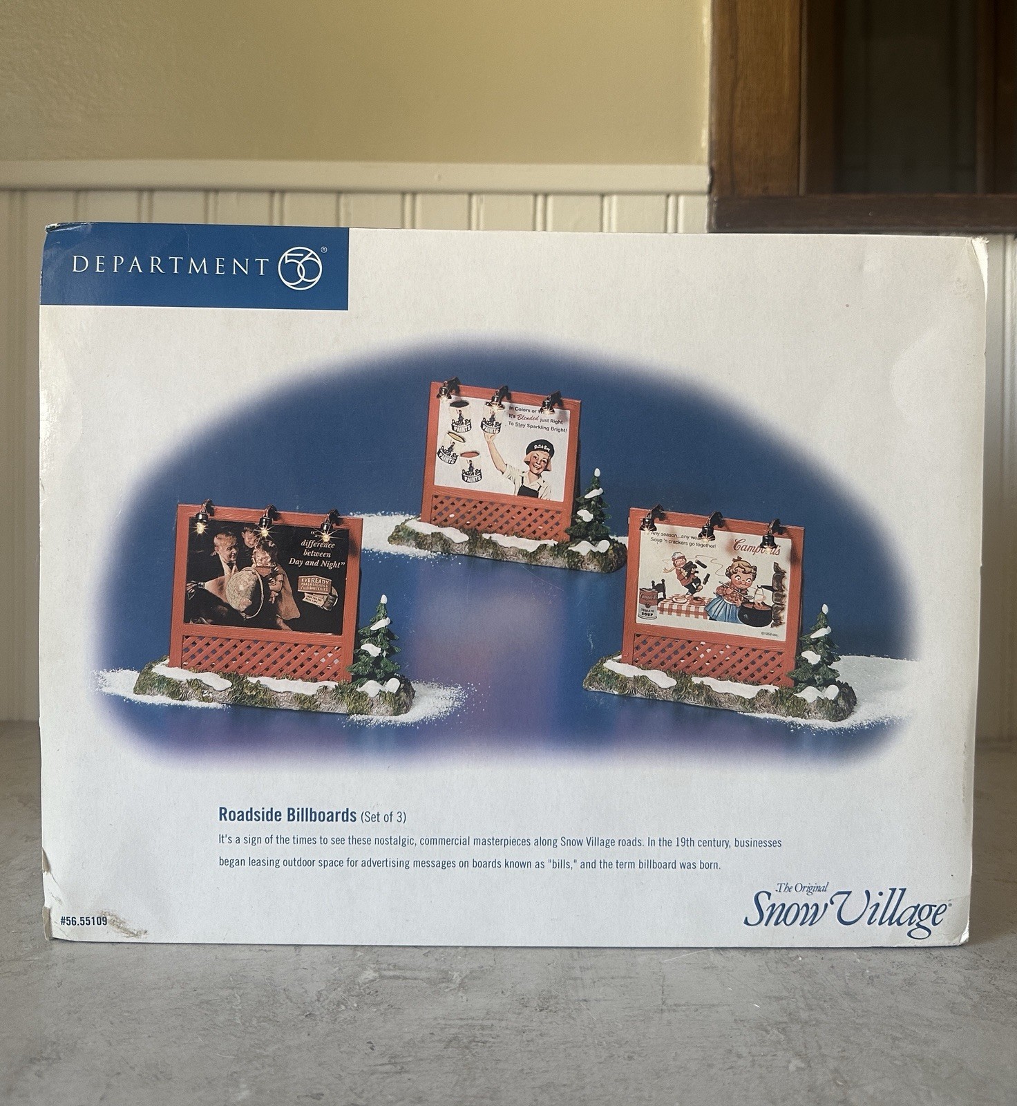 Dept 56 Roadside Billboards Snow Village Campbells Soup Dutch Boy #55109 3pc