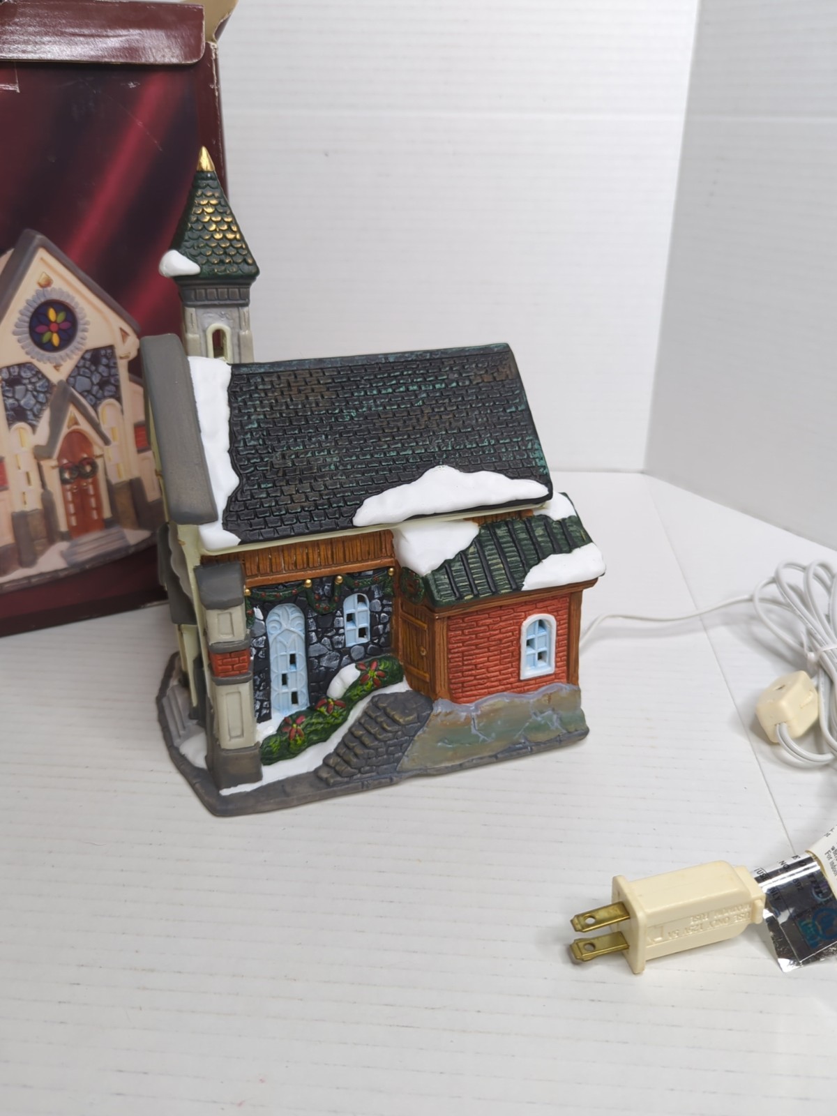 Galleria Christmas Village Church – Hand-Painted Porcelain with Light & Cord