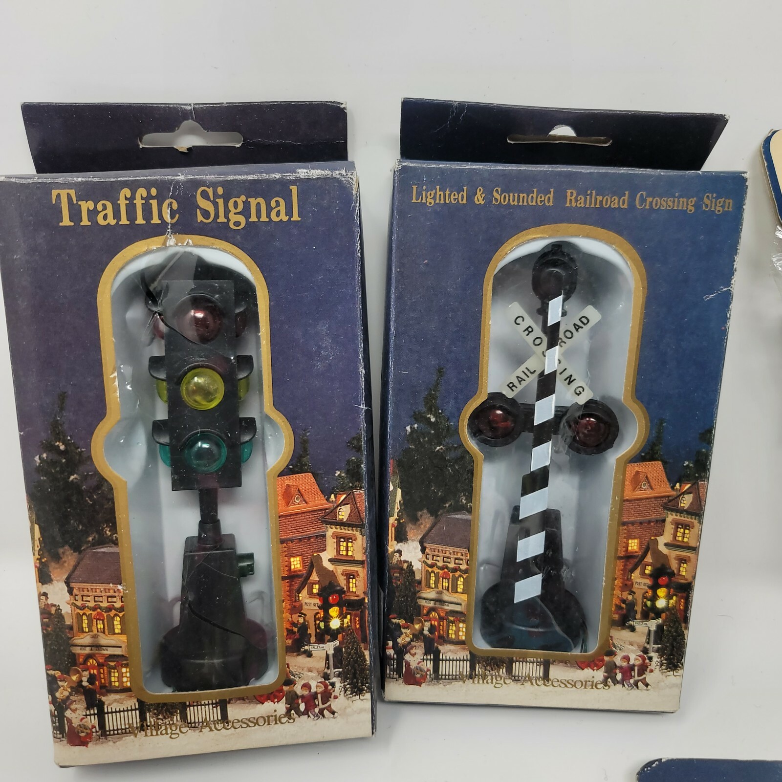 Christmas Village Figures Trees Signs Fence Floor Accessories Dickens Lot Of 12